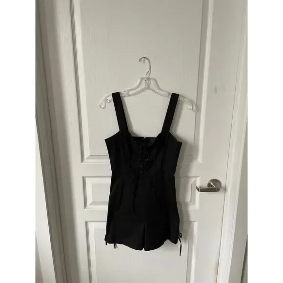 Intermix Jules Lace-Up Romper Black Size 2 - Picture 3 of 8
